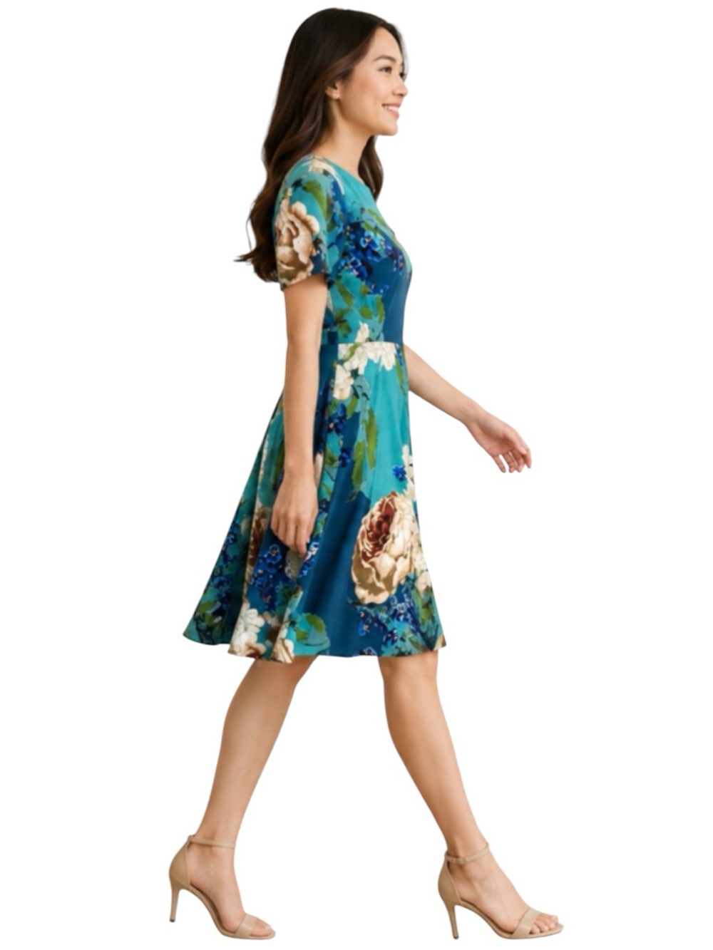 Anthro CoreyLynn Calter Paeonia Short Sleeve Fit & Flare Cottage Floral Dress 4